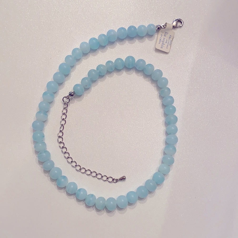 Lia Sophia Tiffany Blue Bead Necklace
